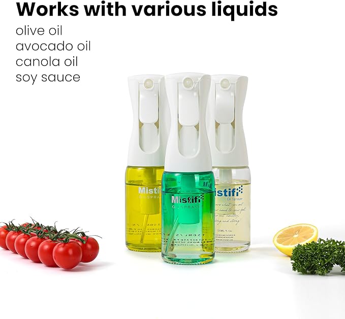 Mistifi Glass Oil Sprayer/Mister 5.1 fl oz (150ml), For Cooking Oil, Olive Oil, Soy Sauce, Vinegar, Non-Aerosol Refillable Dispenser, Spray Bottle (FS635 NiceSunset)