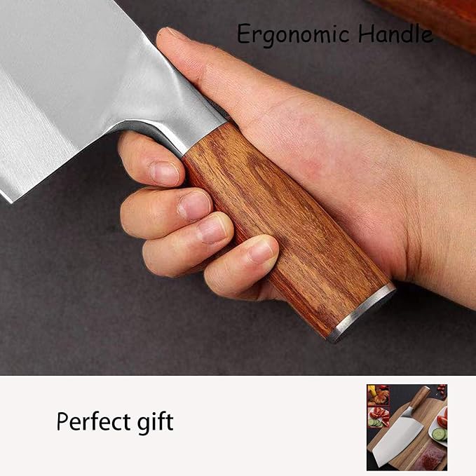 8 inch Chinese Cleaver Knife - High Carbon Stainless Steel with Comfortable Pakkawood Handle - Gift Box Included