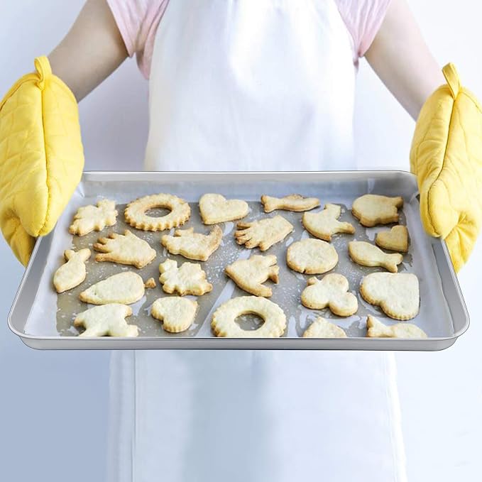 P&P CHEF 19.6 Inch Baking Sheet with Rack Set, Pans with Flat Racks | 2 Baking Sheets + 2 Cooling Wire Racks, Dishwasher & Oven Safe, Non-toxic & Lasting Use, Fit for Regular Oven