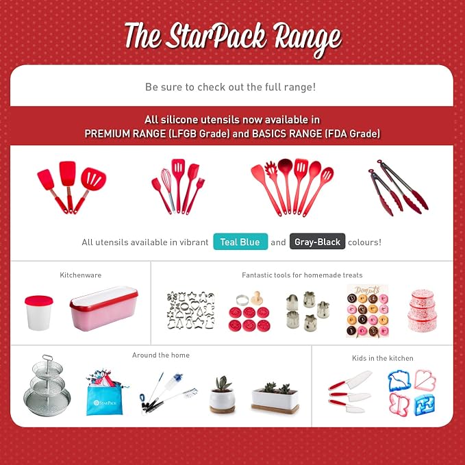 StarPack Basics Small Silicone Spatula (8.5"), High Heat Resistant to 480°F, Hygienic One Piece Design, Non Stick Rubber Cooking Utensil (Cherry Red)