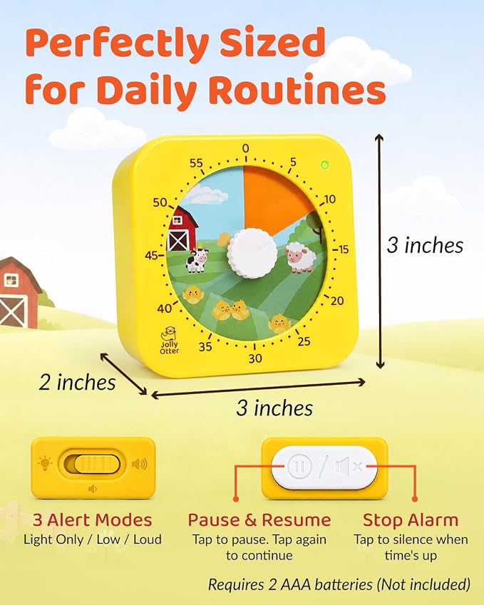 Visual Timer for Toddlers & Kids - The Perfect Kids Timer Visual Aid for Classroom, Home & Desk Use - Great for Study, Productivity, Toddlers Shower & Potty Training Time 60 Minute Countdown