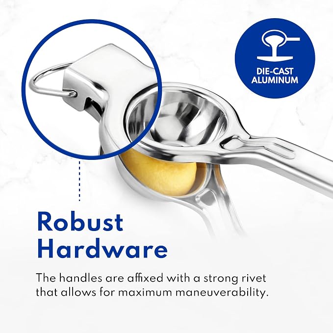 New Star Foodservice 43280 Commercial-Grade Stainless Steel Lemon Squeezer, Heavy Duty Citrus Juicer Press, Silver