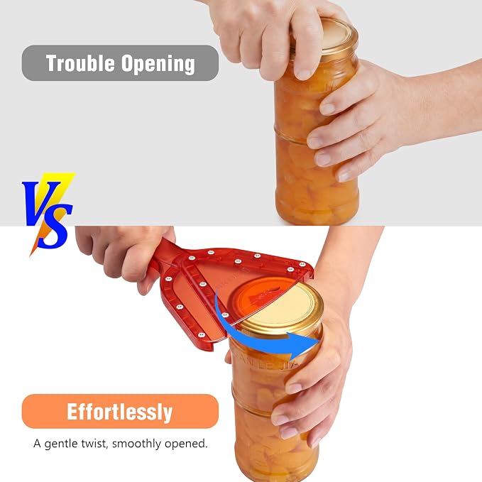 Uinxan Jar Opener for Weak Hands & Seniors with Arthritis - Handheld Manual | Effortlessly Opens Stubborn Screw Lids & Bottle Caps. 304 Stainless Steel. Durable. Patented Kitchen Gadget (Transparent)