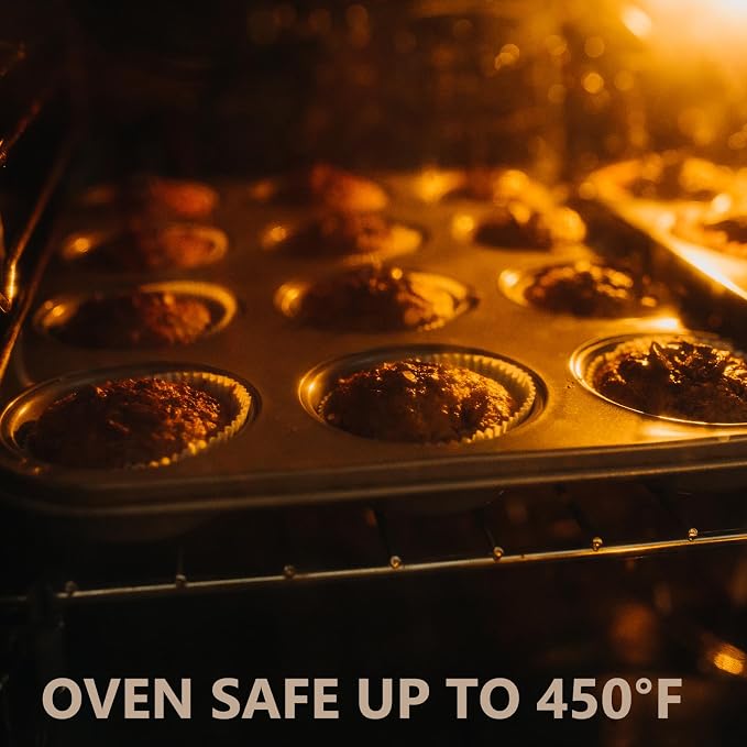 4 Pack Muffin Pan for Baking, Standard Cupcake Pan with 200 Natural Cupcake Liners, Muffin Tin Nonstick 12 Cup, Carbon Steel Muffin Cupcake Tary Baking Supplies