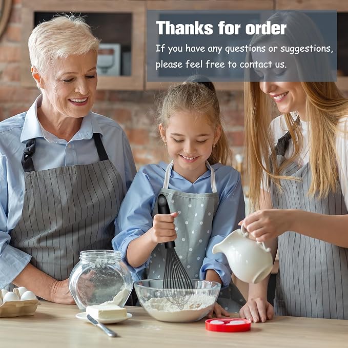 OYV Dishwasher Safe Silicone Whisk, Sealed Waterproof Design Set of 3, Professional Kitchen Whisks for Cooking Non-Scratch, Silicone & Stainless Steel Whisk, Heat Resistant Balloon Egg Beater, Black
