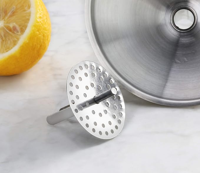 New Star Foodservice Stainless Steel Funnel with Detachable Strainer Filter, 5-Inch, Silver, Heavy-Duty Kitchen Funnel for Liquids, Oils, Sauces, Broths, and Canning