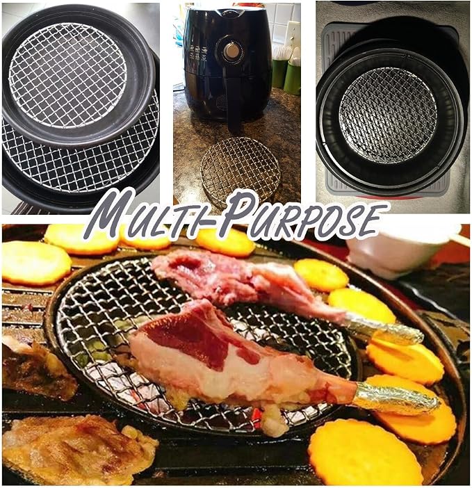 Round Barbecue Grids with Legs Dia 13.8" Straight Wire Footed Steaming 304 Stainless Steel Cooling Rack Multi-Purpose Grill Rack for Airfryer Instant Pot/Pressure Cooker (350mm/13.8")