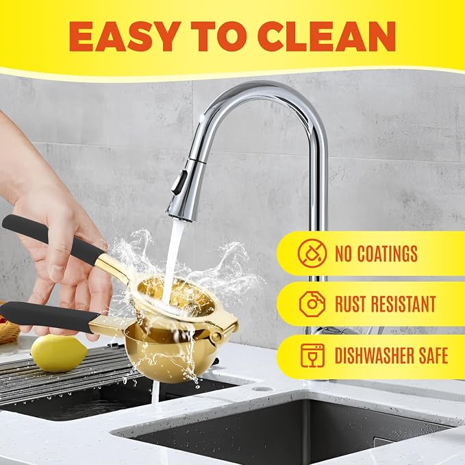 Lemon Squeezer Stainless Steel Lemon Juicer Manual Heavy Duty Lemon Juicer Pro-Grade No Seeds Citrus Juicer(Gold)