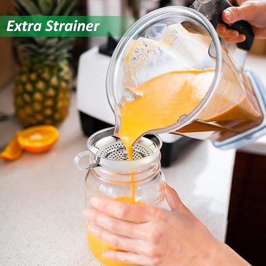 Canning Funnel with Strainer, Food Grade Funnel for Kitchen Use, Metal Large & Small Wide Mouth Funnels for Mason Jars, Stainless Steel & Dishwasher Safe