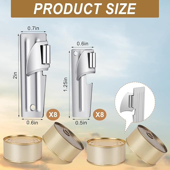 Honeydak 16 Pcs P-38 and P-51 Militarycan Opener Stainless Steel Camping Portable Survival Army Can Openers for Travel Kitchen Tool Men Women, Silver