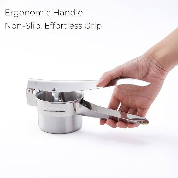Stainless Steel Khuon Banh Lot Press – Multi-Purpose Potato Ricer, Cendol Maker, Spaetzle Press – Heavy-Duty Manual Food Strainer with 3 Interchangeable Discs for Rice, Vegetables, and Dough