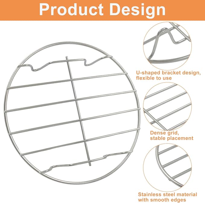 Murtenze 2 Pack Stainless Steel Cooling Rack, 11.3 x 8.3" Oval & 7.9" | Round Roasting Rack, Kitchen Baking, Roasting, Steaming