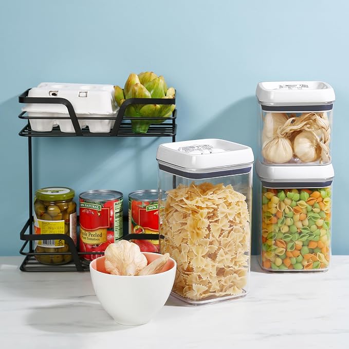 Felli Flip Tite Acrylic Food Storage Container with Lid 6” XL Air Tight Ring Seal Flip Lock, Plastic Kitchen Baking Canister for 5 lb Flour Sugar Rice Protein Powder Pantry Organizer (Nest-L)