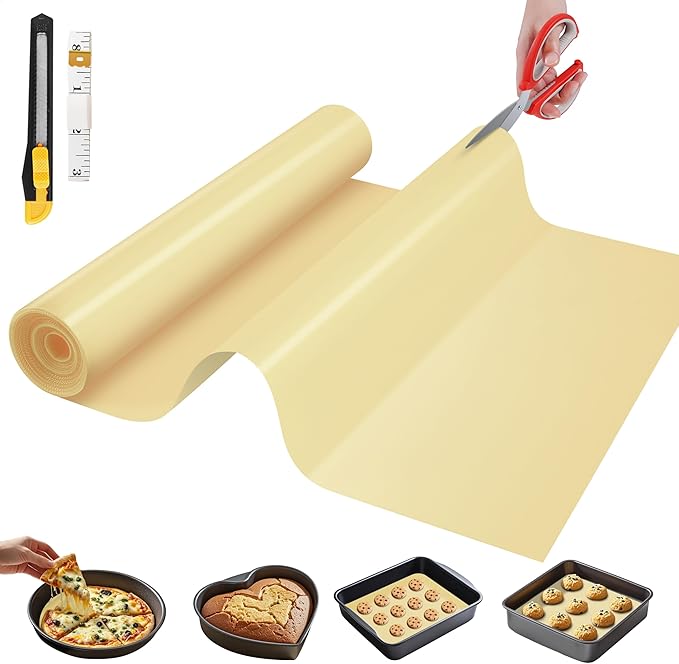 GTJ Silicone Baking Mat Roll, Reusable Baking Sheet Liners, 12 in x 6 ft | Free Cut to Size, Food-Grade, Non-Stick, Non-Slip, For Dough, Pastry, Air Fryer, Freeze Dryer, Oven Pan, Kitchen Counter