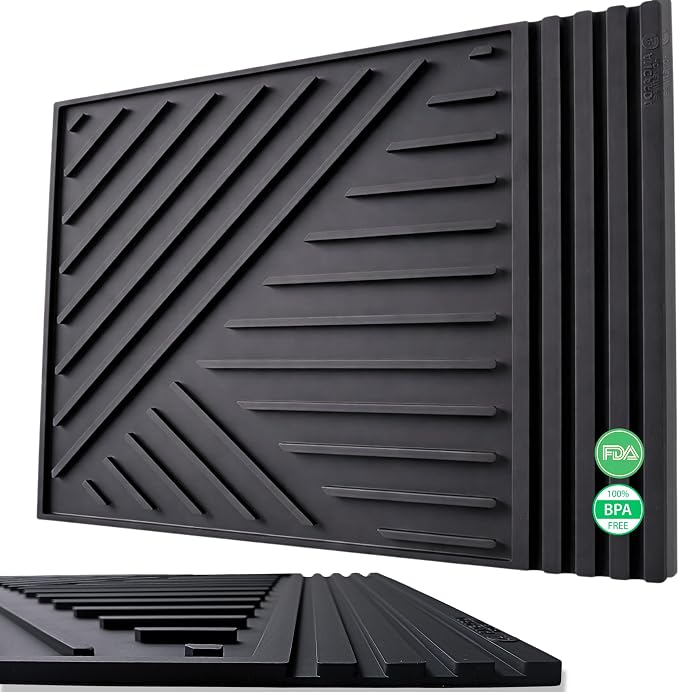 Large Silicone hot Pads for kitchen16x12In Trivet with Thick and Modern Design, Heat Resistant, Mat for Hot Dishes - Black