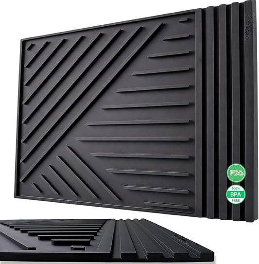 Large Silicone hot Pads for kitchen16x12In Trivet with Thick and Modern Design, Heat Resistant, Mat for Hot Dishes - Black