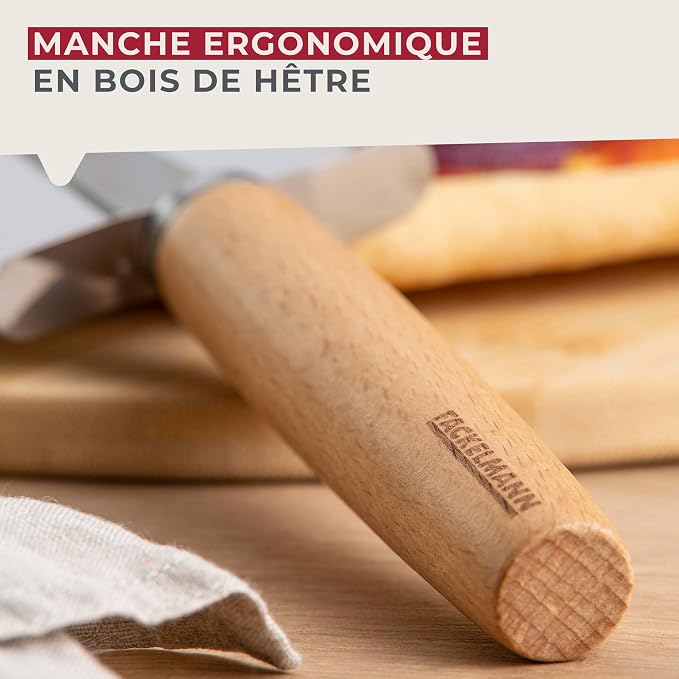 Fackelmann XXL Pizza Cutter for Pizza and Tarte Flambée, Pizza Wheel with Sharp Stainless Steel Blade, Pizza Roller with Ergonomic Beech Wood Handle, Approx. 23 cm