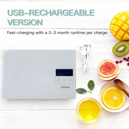 Food Scale with USB Rechargeable, Digital Kitchen Scale with 6 Units, High Precision to 0.04 oz /11lbs Capacity, Weight Range from 3g-5000g