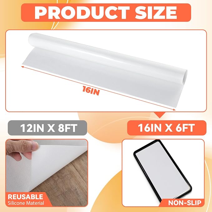 16IN x 6FT Silicone Baking Mat Roll - Large Food Grade Silicone Sheet Heat Resistant for Oven Freeze Dryer Liner, Non-stick Pastry Mat, Non-slip Kitchen Countertop Protector