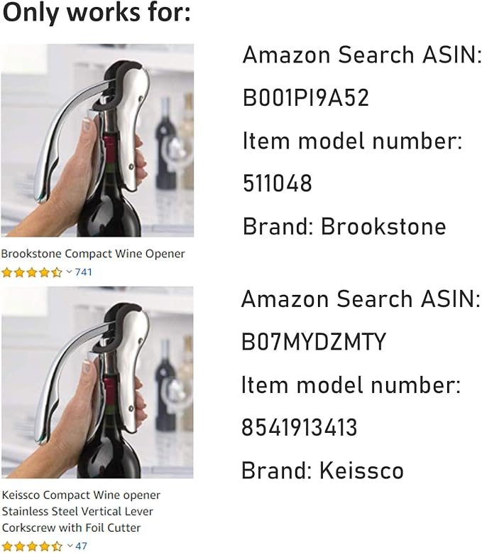 3 Pack Replacement Corkscrew Spiral, Replacement Worm for Brookstone Wine Opener and Keissco Wine Opener Only