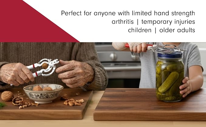 Tredoni Jar & Bottle Opener, Easy Wrench Grip/Tightened Lid Opener, Multi-Purpose Opener for Caps, Cans & Nuts -Italian Stainless Steel