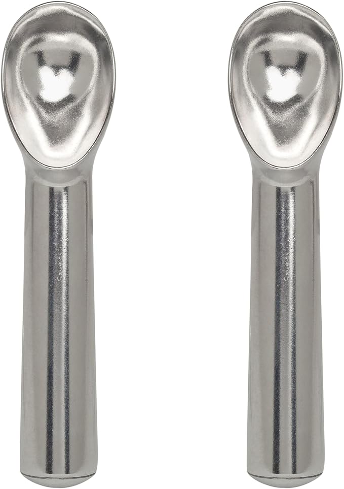 HIC Kitchen Anti-Freeze Ice Cream Scoop, Non Toxic Self Defrosting Handle, Easy Release For Ice Cream Gelato Sorbet Frozen Yogurt, Set of 2