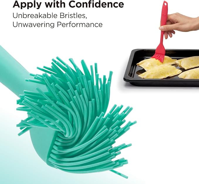 Kitchen Mama WaltzGrip Platinum Silicone Basting Pastry Brush, Teal | Heat-Resistant, For Cooking, Baking, Grilling, Spreading Oil or Butter, Dishwasher-Safe