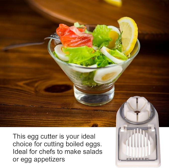 Egg Slicer 3-in-1 Eggs Cutter Multipurpose Boiled Egg Cut Slicers Stainless Steel Wire Egg Separator for Cutting Hard-Boiled Eggs Fruit Strawberry Banana(white)