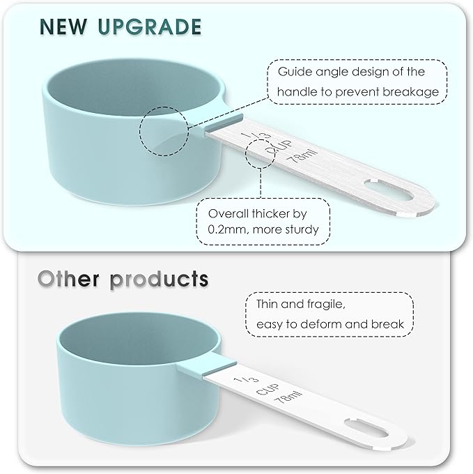 Measuring Cups & Spoons Set, Stackable Cups and Spoons | Nesting Measure Cups with Stainless Steel Handle, Kitchen Gadgets for Cooking & Baking (Green)