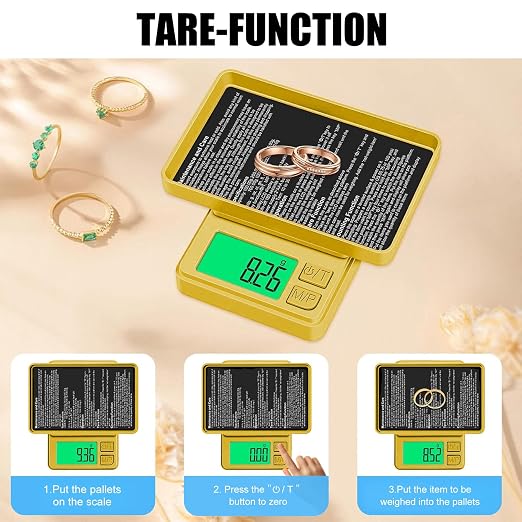1000g Gram Scale, Diyife 0.01g Precision Pocket Scale with Backlit LCD | 7 Units, Protective Cover, Tare Function, Digital Jewelry Scale for Gold, Gem, Battery Included, Gold