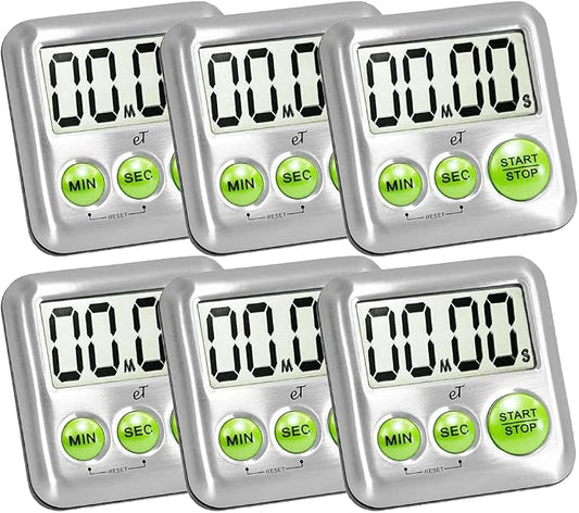 Elegant Digital Kitchen Timer Stainless Steel - Loud Alarm - Model Lime