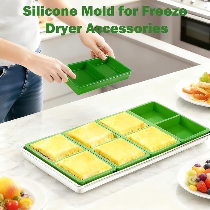 4 Pcs Silicone Food Molds for Harvest Right Freeze Dryer Medium Square Trays BPA-Free Reusable for Fruit Vegetable Ice Cubes Chocolate Candy (Type B)
