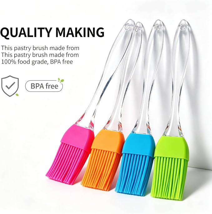 Pastry Brush,4 Packs Basting Brush for Cooking | Heat Resistant Silicone Brush for Kitchen BBQ Grill Barbecue Baking