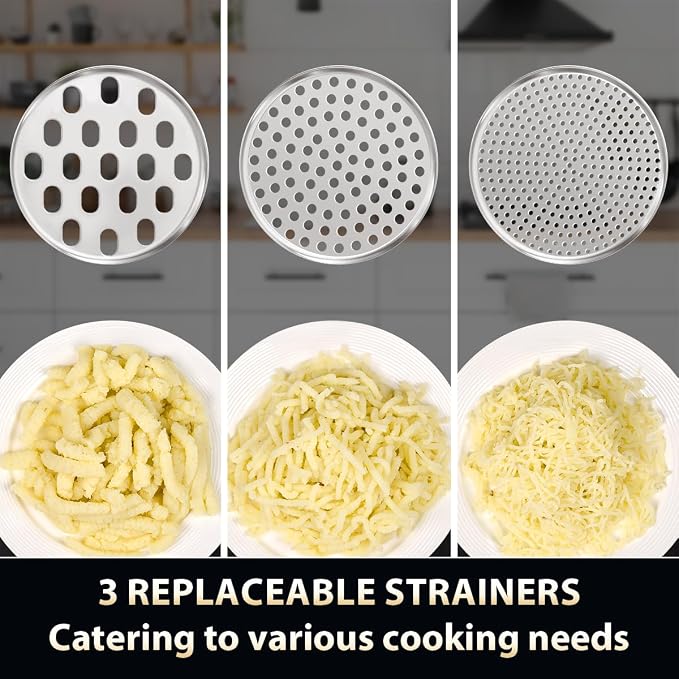 Potato Ricer, AMOHEE 15oz/425g Large Stainless Steel Potato Masher Upgrade Heavy Duty Design with Anti-Slip Handle Ricer for Mashed Potatoes & Food Press for Fruits, Carrots, Yams, Orange