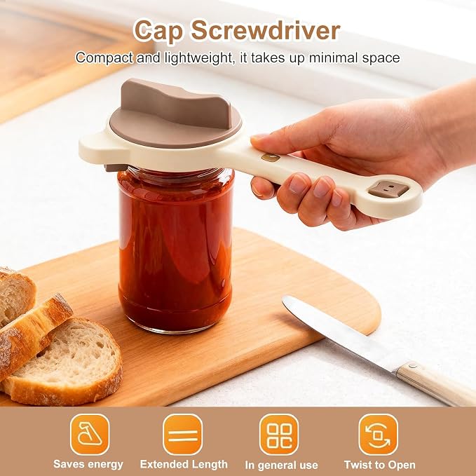 2 Pcs 2026 New 4-in-1 Jar Opener-Adjustable Stainless Steel Lid Remover for Seniors & Arthritis,Non-Slip Grip Fits 1″-3.5″Jars,Bottles & Cans(Black)