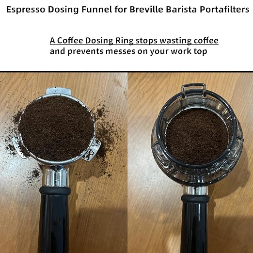 54mm Espresso Dosing Funnel and Puck Screen Set for Breville Barista Portafilters, Compatible Breville 8series Barista and Bambino Espresso Machines Dosing Funnel, Grey