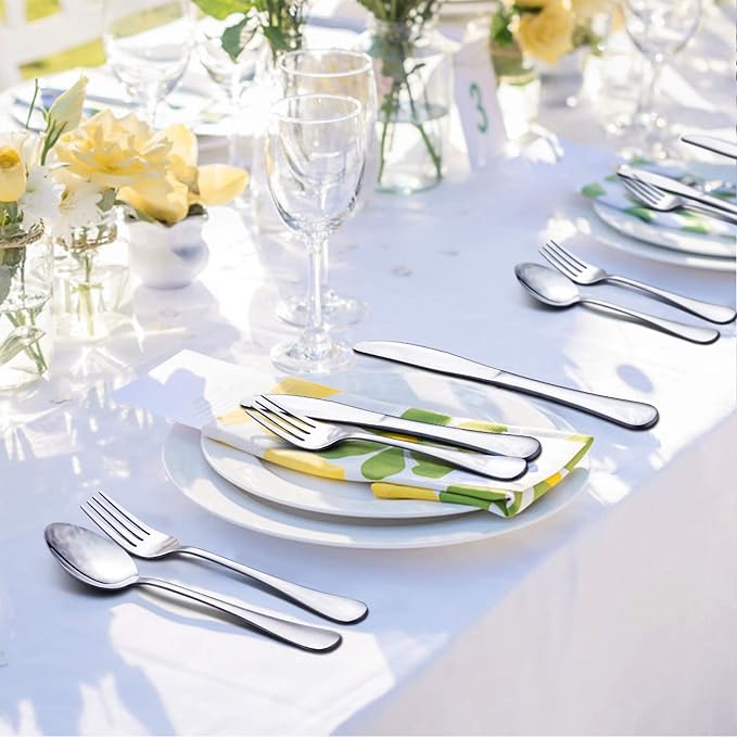 LIANYU 68-Piece Flatware Silverware Set Service for 12, Stainless Steel Cutlery Set with Serving Utensils, Mirror Polished, Dishwasher Safe
