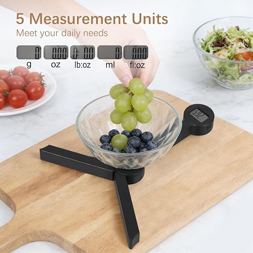 Folding Food Scale, Digital Kitchen Scale, Portable Food Scale Travel Scale for Food, Collapsible Mini Pocket Scale Grams and Ounces, Ideal for Diet Calorie Control Compact Kitchen (Black)