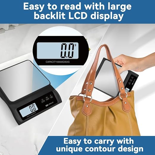 13lb/0.1g Precision Digital Food Scale - Food Scale & Kitchen Scale for Meal Prep and Kitchen Baking - Espresso Coffee Scale, Gram Scale, Stainless Steel Platform & LCD Display - Black