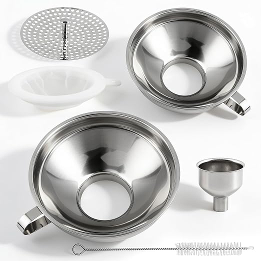 Stainless Steel Canning Funnels for Filling Mason Jars, Wide Mouth Funnels for Kitchen Use, Kitchen Gadgets Canning Supplies Kit - 5 Pack