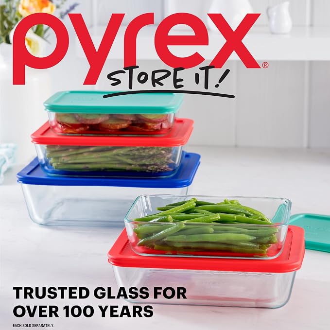 Pyrex Simply Store 6 Cup Glass Food Storage Container, BPA-Free Lids | BPA-free lid, freezer, dishwasher & microwave safe
