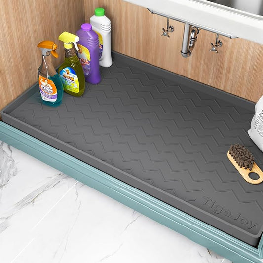 TigeJoy Under Sink Mats for Kitchen Waterproof 40" x 22", Cabinet Liner | Leak-Proof Silicone Mat Sink Protector, Kitchen Essentials Organizer and Storage,Boot or Shoe Tray, Pet Feeding Mat