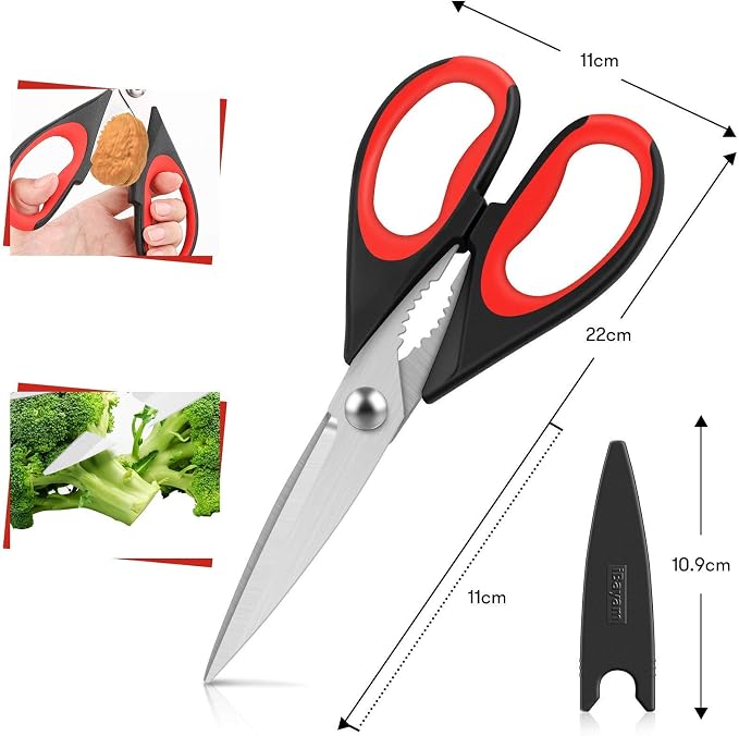 iBayam 2-Pack Kitchen Shears with 3-Pack Multipurpose Office Scissors Bulk