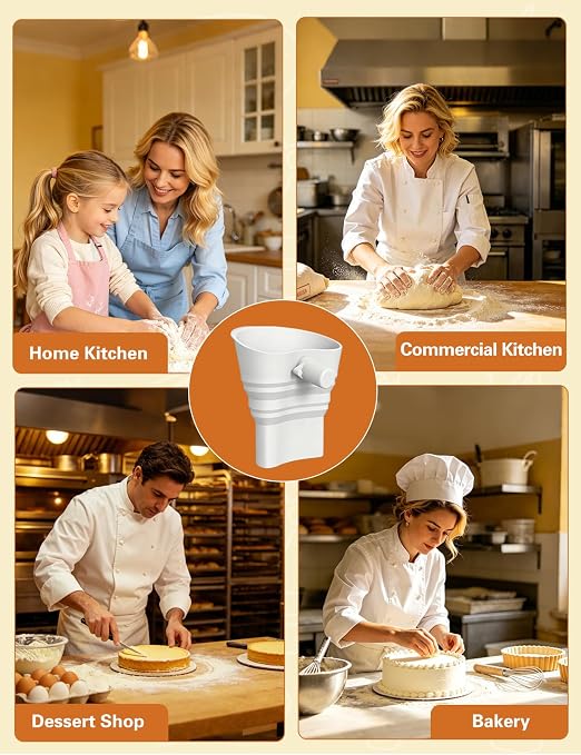 Foldable Silicone Flour Funnel for KitchenAid Mixer 4.5-5Qt Tilt Head | Thick Food-Grade Silicone, Extended Spout, Heat Resistant, No Spill Design, Collapsible, Dishwasher Safe Baking Accessory