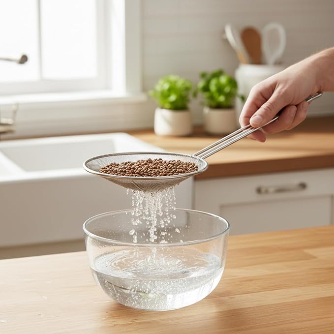 6-1/2 Inch Round Mesh Skimmer Nickel Plated Wire Strainer for Frying Cooking and Draining