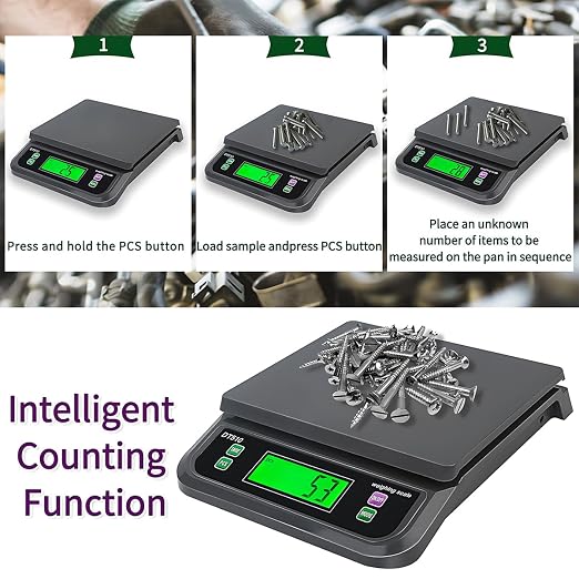 66lbs/30kg Large Digital Kitchen Scale with 6 Unit & Tare Funtion | Food Scale for Baking Cooking Bread Meat Scales with Prep Counting LCD Display with Adapter Grey