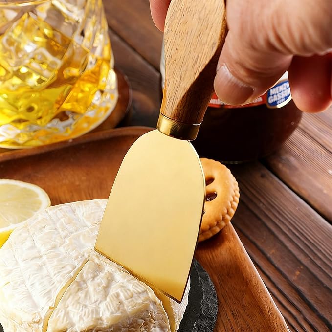 Premium Stainless Steel Cheese Tool Set - Gold Cheese Knife Set - Cut, Spread All Your Favorite Cheeses (4 Gold Cheese Set)