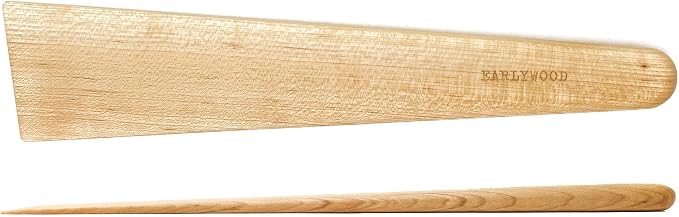 Earlywood 13 inch Handmade Wood Cooking Utensil for Kitchen, Multi-Purpose Scraper and Egg Turner, Cast Iron Scraper and Saute Spatula - Made in USA - Hard Maple