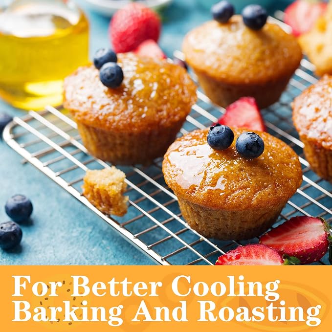 meekoo 8 Pieces Cooling Rack for Baking Cookie Cooling Wire Racks 16 x 10 Inches Cookie Rack Nonstick Baking and Cooling Grid for Cooking, Roasting, Grilling, Drying, Oven and Dishwasher Safe