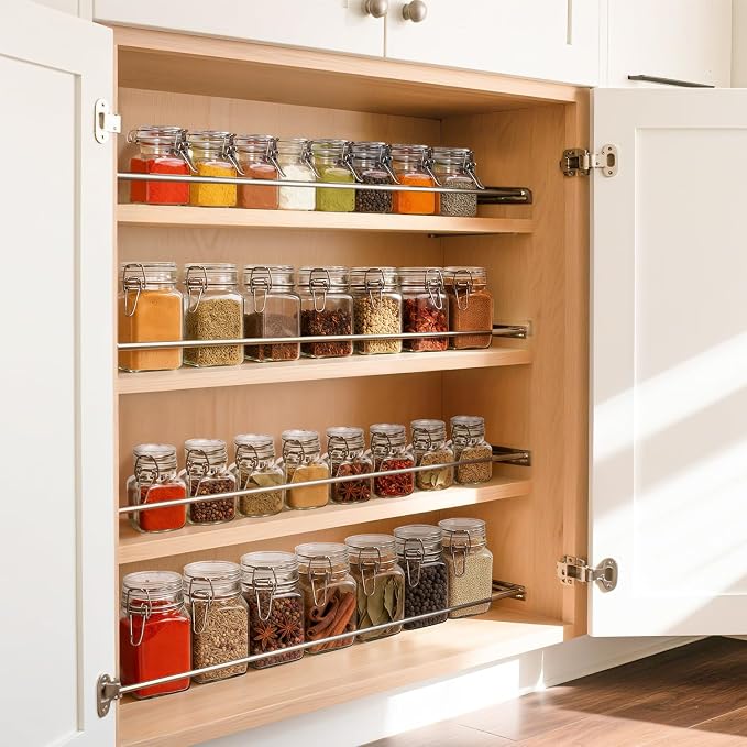 ComSaf Square Small 8 oz Glass Spice Jars with Airtight Lids 6 Pack Pantry | Jams herbs, Overnight oats, Pickling favors, Labels included, Funnel included, Pantry organization, Sourdough pickling